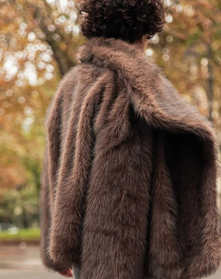 Faux Fur Lapel Autumn Winter Coat