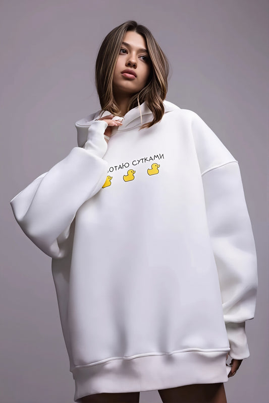 Duck Graphic Oversized Pullover Hoodie