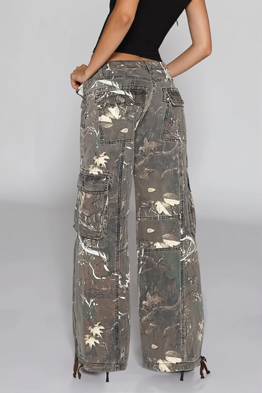Camouflage Utility Pocket Cargo Jeans