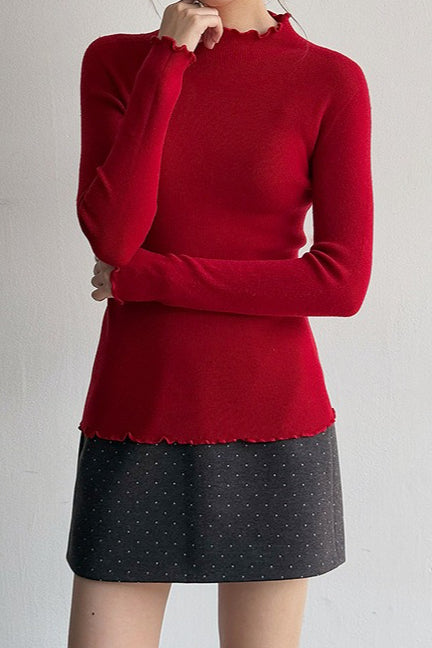 Polka Dot Wool A-Line Skirt