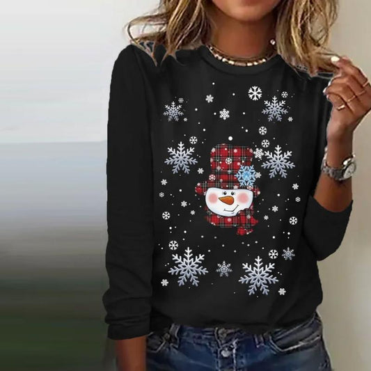 【100% Cotton】Casual Christmas T-Shirt Black 100% Cotton best Best Sellings clothes Plus Size Sale tops Topseller