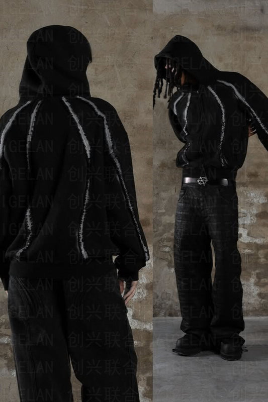 Washed Pocket Zip Hoodie