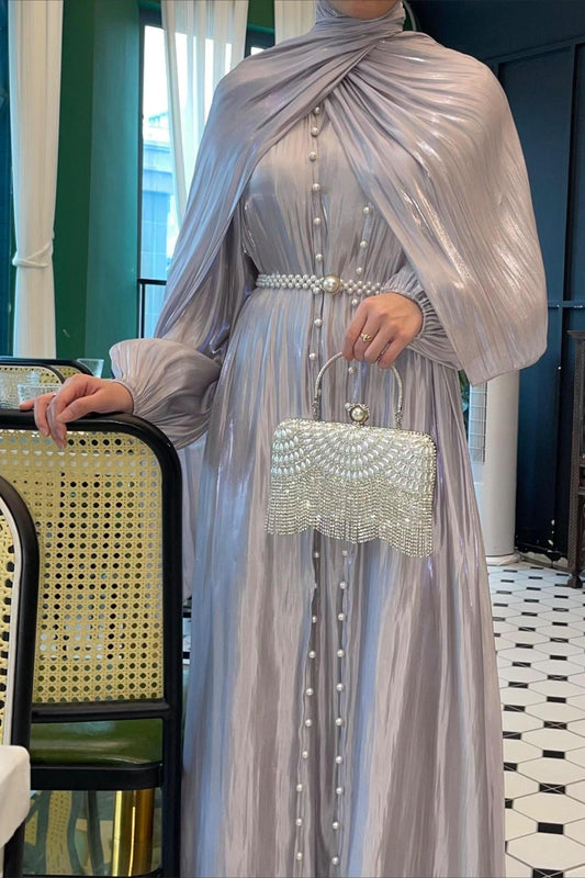 Shimmer Tulle Inner Skirt Outer Skirt Headscarf Three Piece Prom Dress