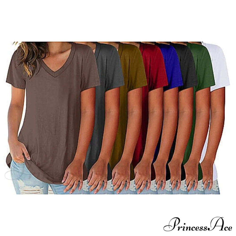 5-Pack Brief Blend Ladies Basic Cotton Arm Soft Of V-Neck Ultra Shirts