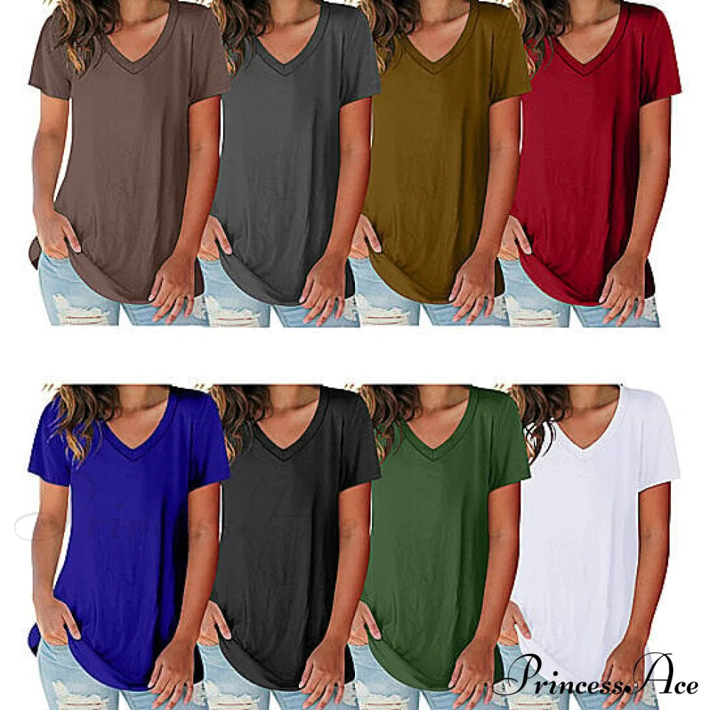 5-Pack Brief Blend Ladies Basic Cotton Arm Soft Of V-Neck Ultra Shirts