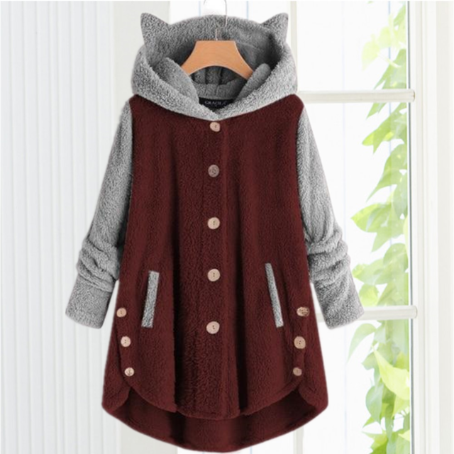 Cat Ears Hooded Coat Red cardigan cardigans clothes Plus Size tops