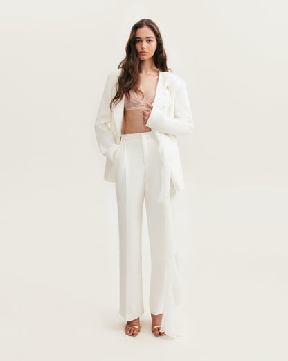 High-Rise White Suit Charming Pants, Xo Xo