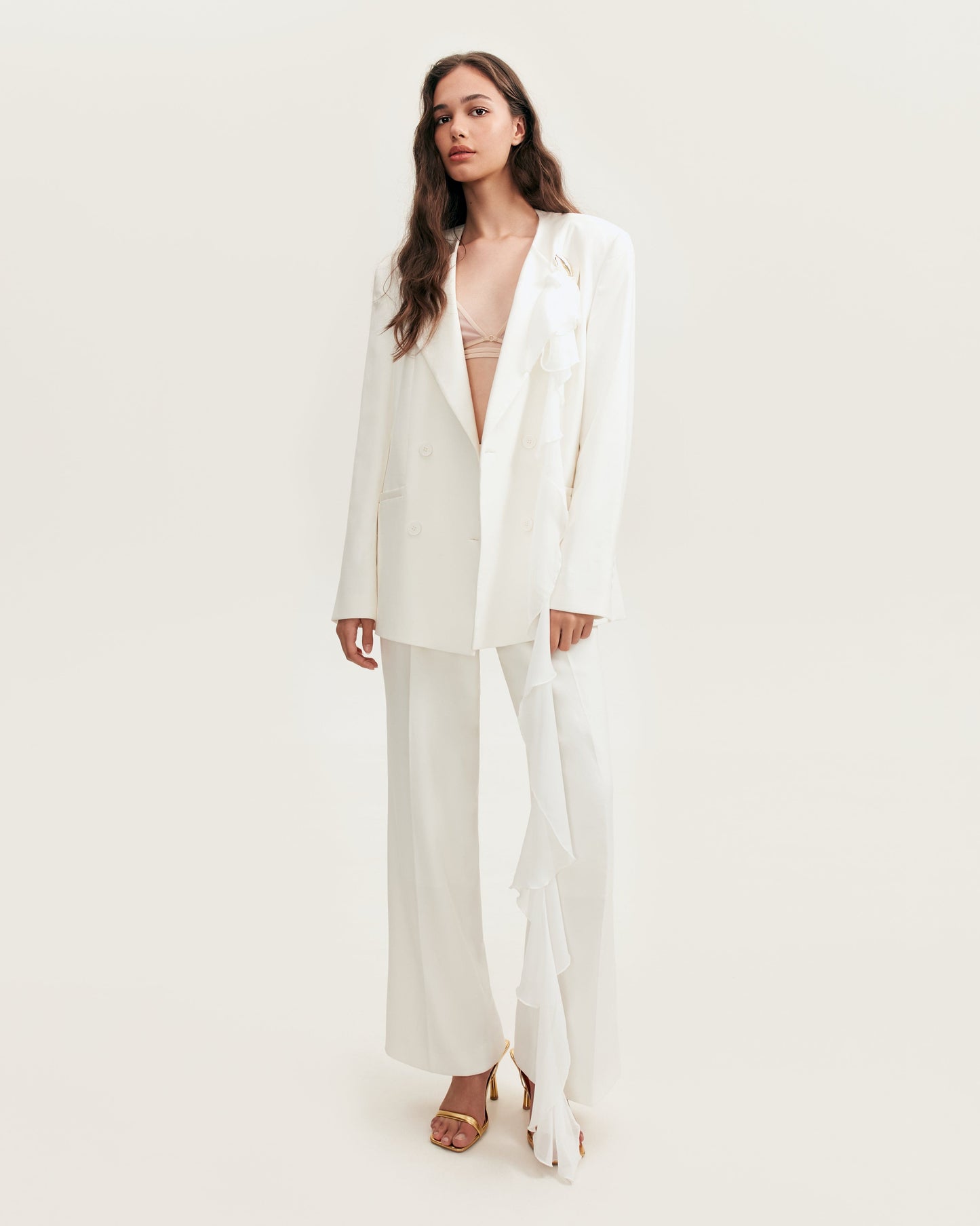 High-Rise White Suit Charming Pants, Xo Xo