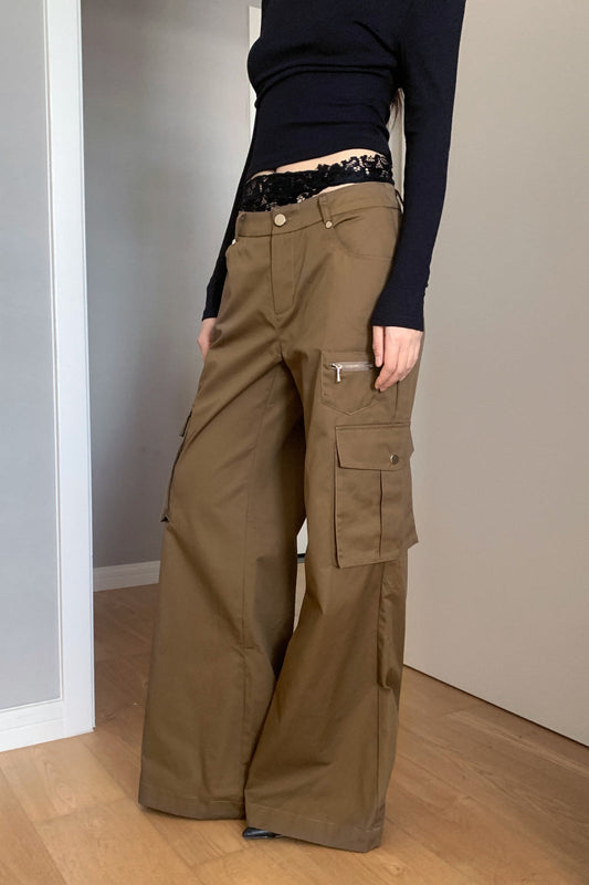 High Waist Loose Multi Pocket Cargo Pants