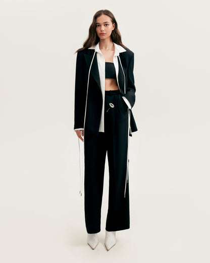 High-Rise Black Suit Charming Pants, Xo Xo