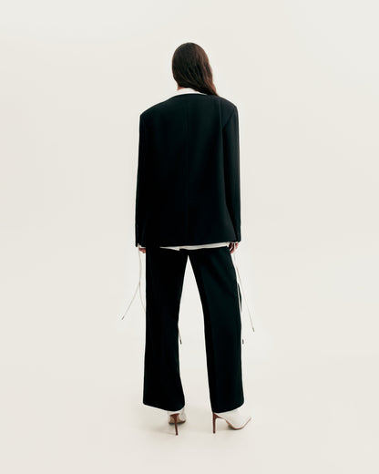 High-Rise Black Suit Charming Pants, Xo Xo