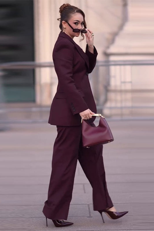 Office Style Burgundy Pants and Blazer