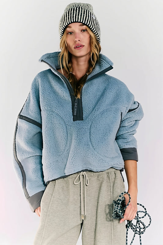 Colorblock Fleece Half Zip Sweatshirt