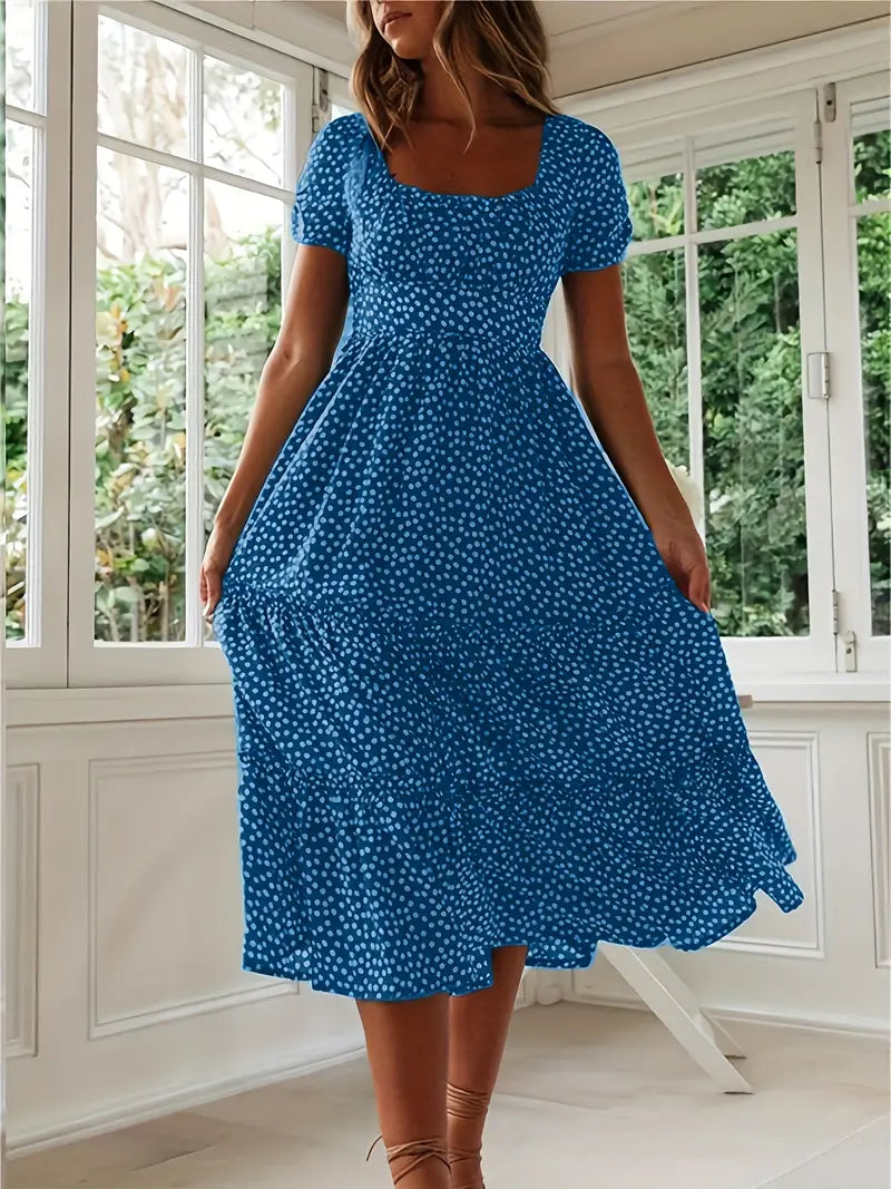 Polka Dot Ruffle Hem Maxi Dress