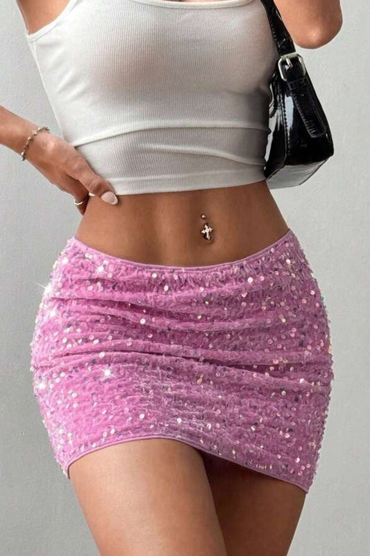 Velvet Sequin Bodycon Mini Skirt