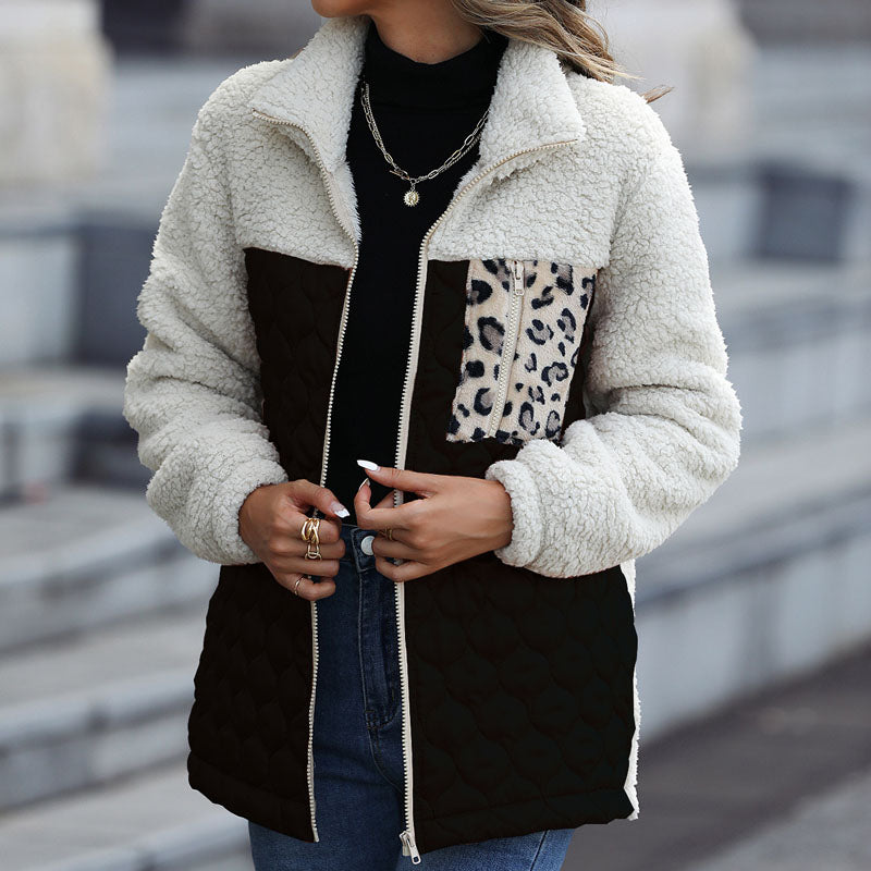 Warm Plush Patchwork Coat