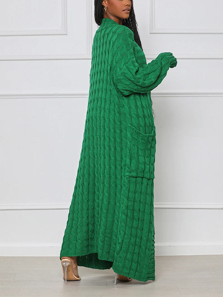 Knitted Solid Graceful Open Front Cardigan