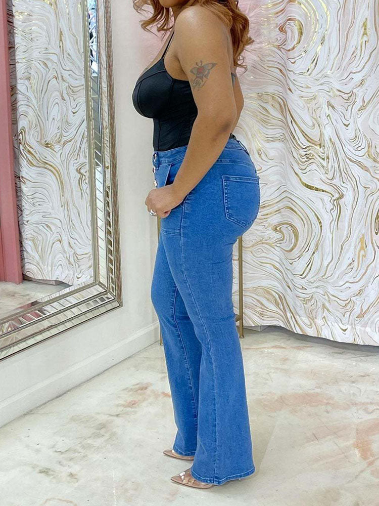 High Waist Graceful Butterfly Boyfriend Jeans