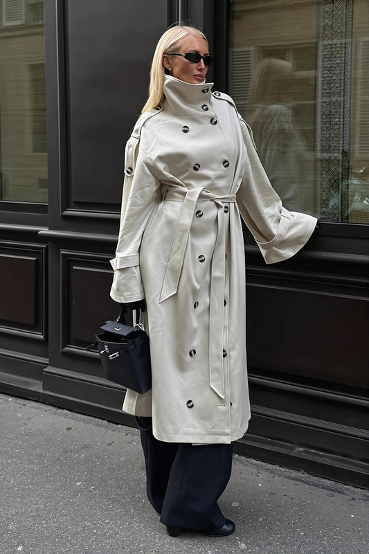 High Collar Double Breasted Trench Coat