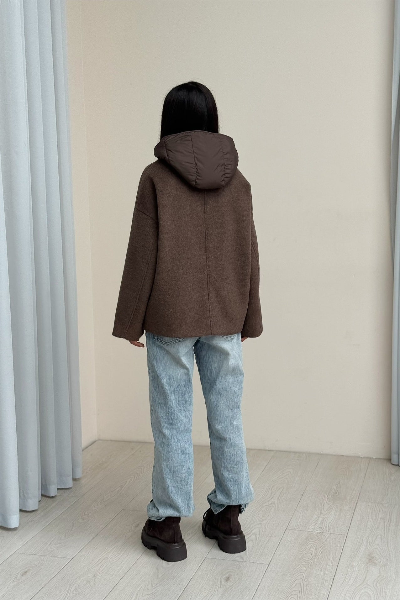 Notch Lapel Relaxed Fit Wool Blend Coat