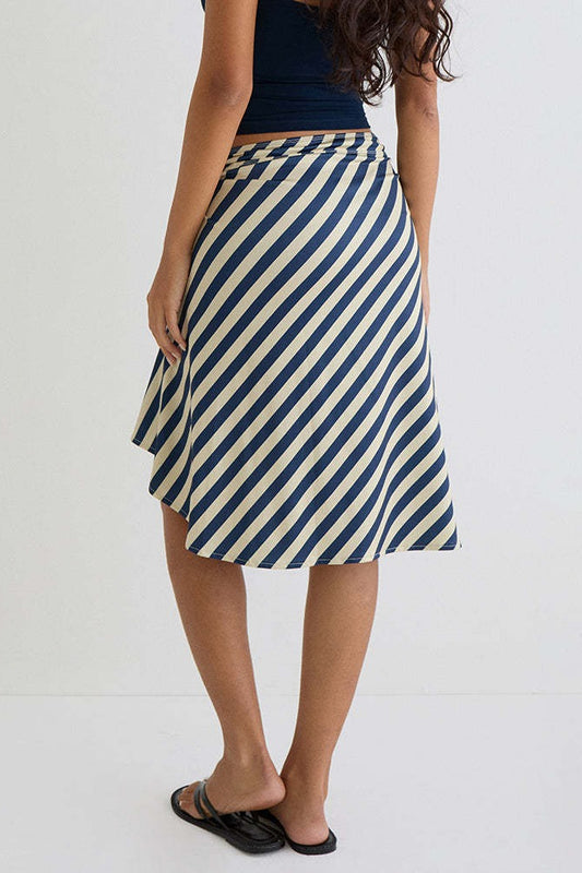 Plaid Asymmetric Midi Skirt