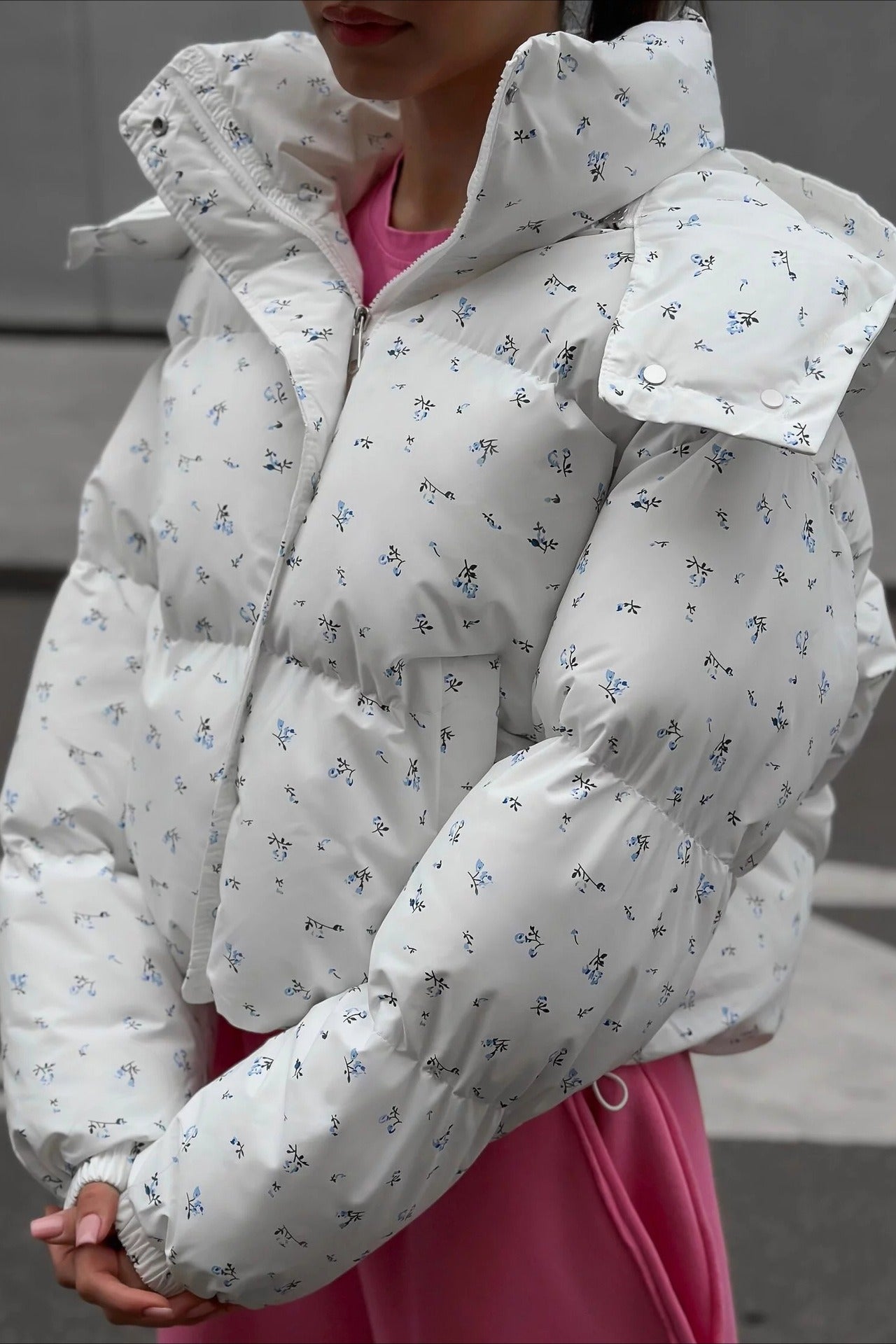 Chic Printed Puffy Puffer Jacket