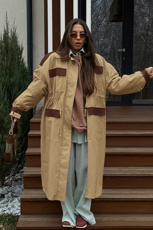 Colorblock Utility Trench Coat
