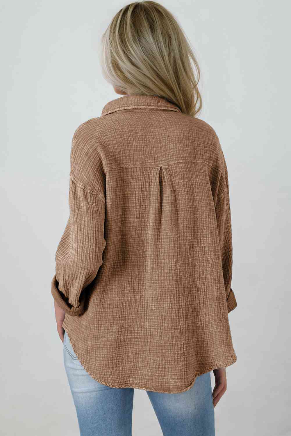 Blouse Textured With Buttons Clothes