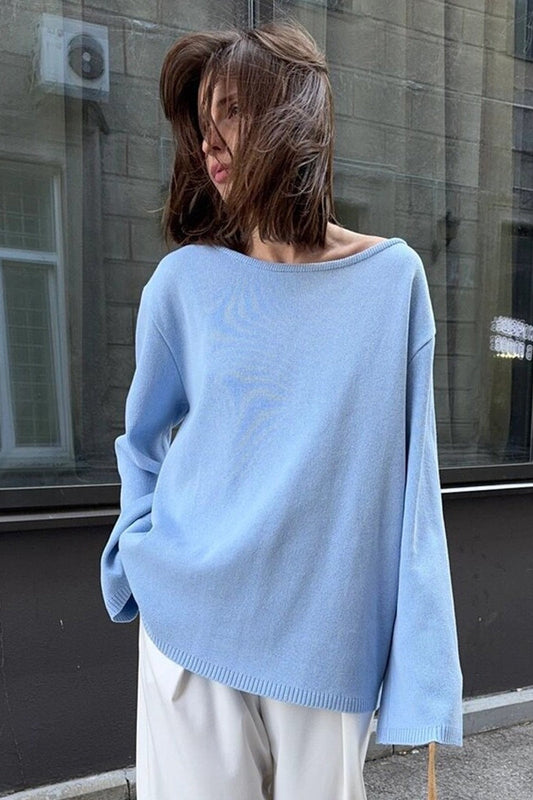 Backless Loose Fit Knit Blouse