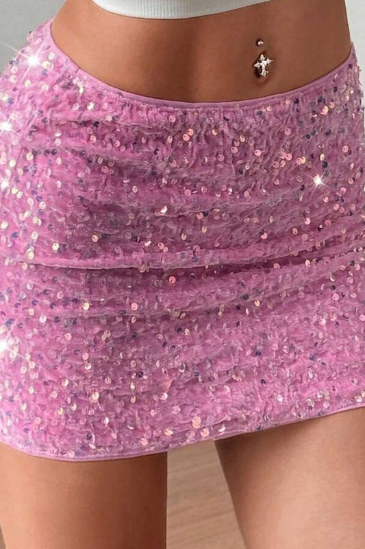 Velvet Sequin Bodycon Mini Skirt