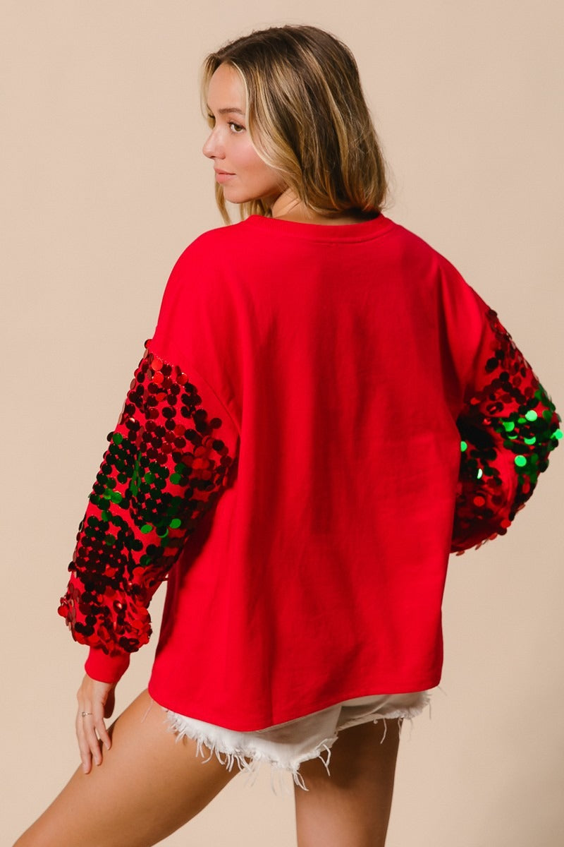 Christmas Sequined Long Sleeve Loose Sweater