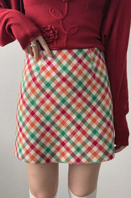 Checkered Wool Skirt