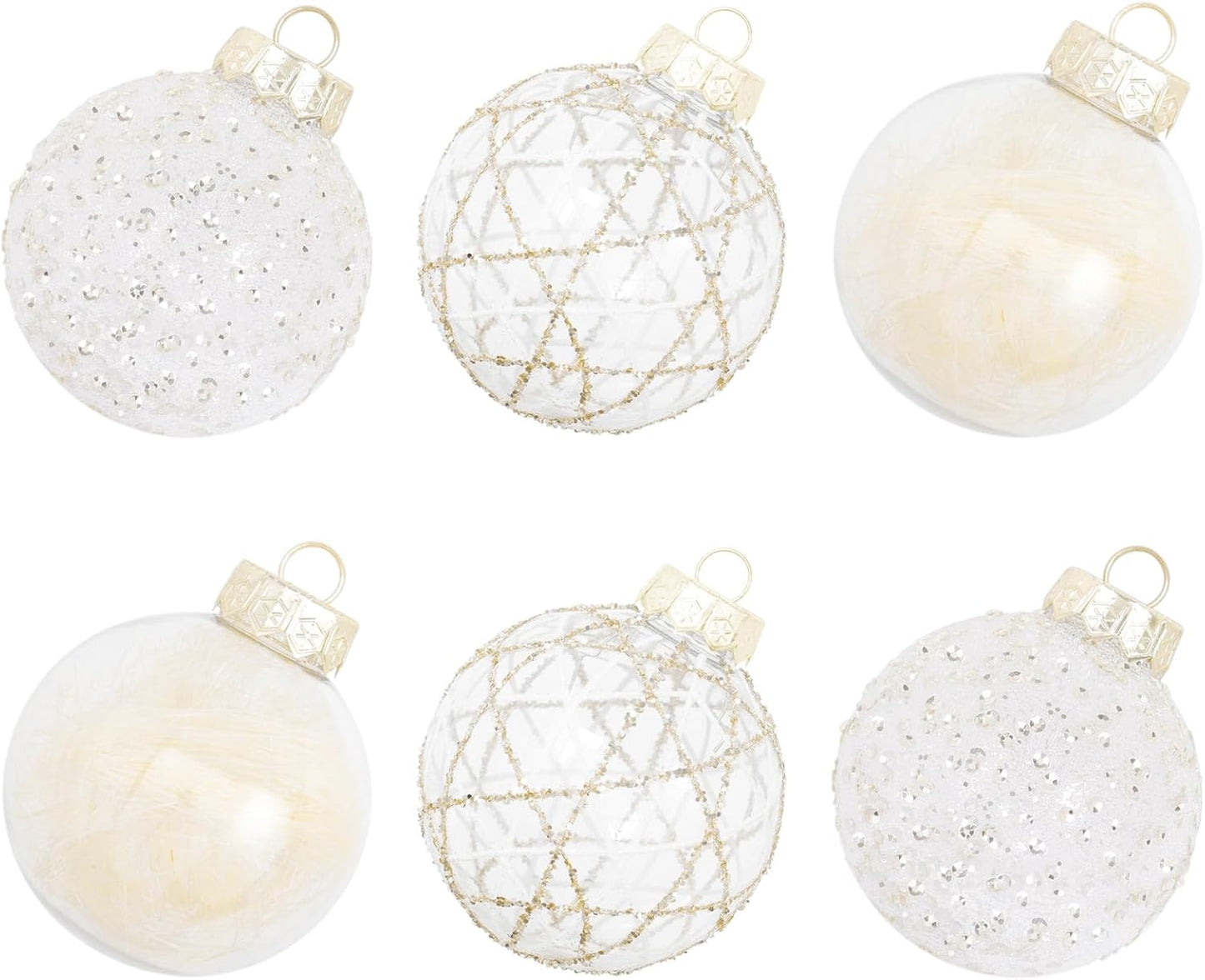 Large Shatterproof Clear Glitter Plastic Christmas Ball Ornaments - Flaxen