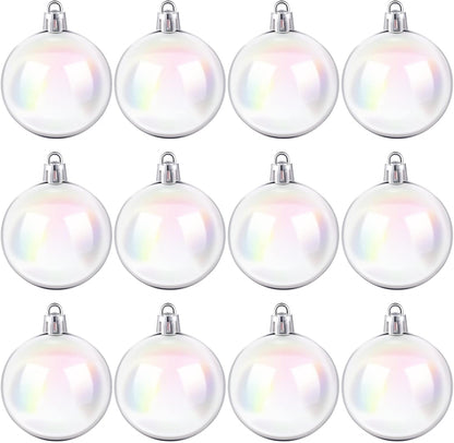 Iridescent Plastic Clear Bubble Hanging Ornaments - 24 Pcs, 1.57 Inch