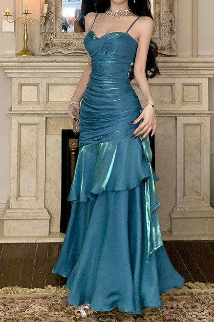 Satin Ruffle Trim Party Dress – PrincessAce