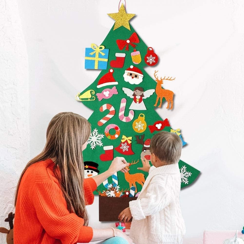 Felt Christmas Tree for Kids with Glitter Ornaments - 3ft