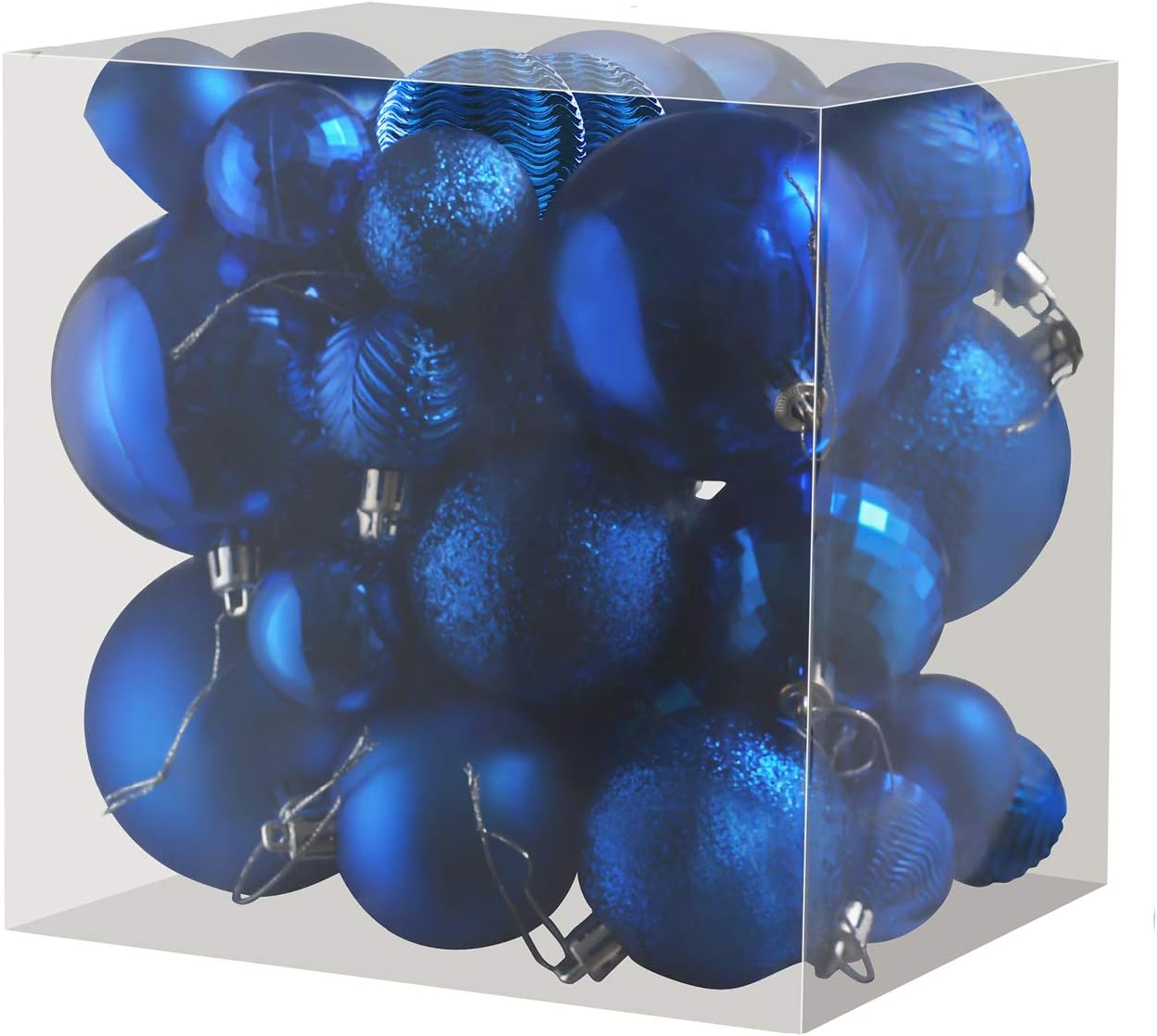 Blue Christmas Ball Ornaments Set - 36 pcs - Shatterproof - Small, Medium, Large