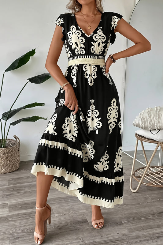 Boho Contrast Embroidered Maxi Dress