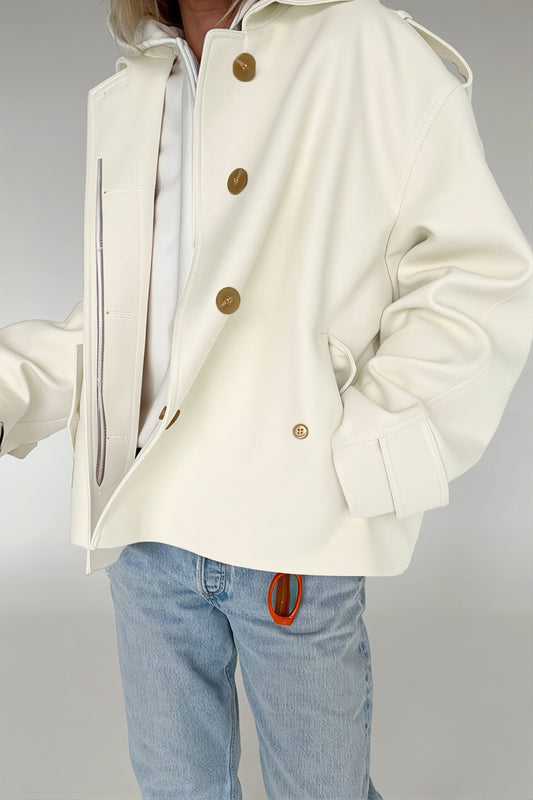 Point Collar Belted Short Trench Coat
