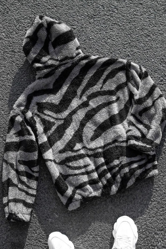 Contrast Panel Zip Hoodie