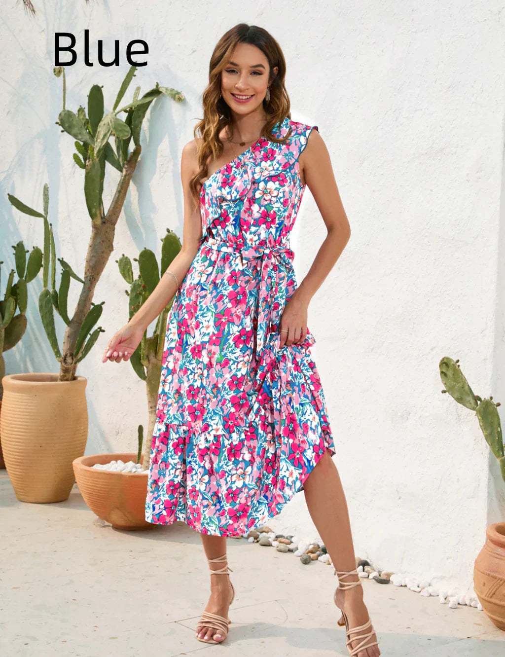 Shoulder Patterned One Dress M / Red