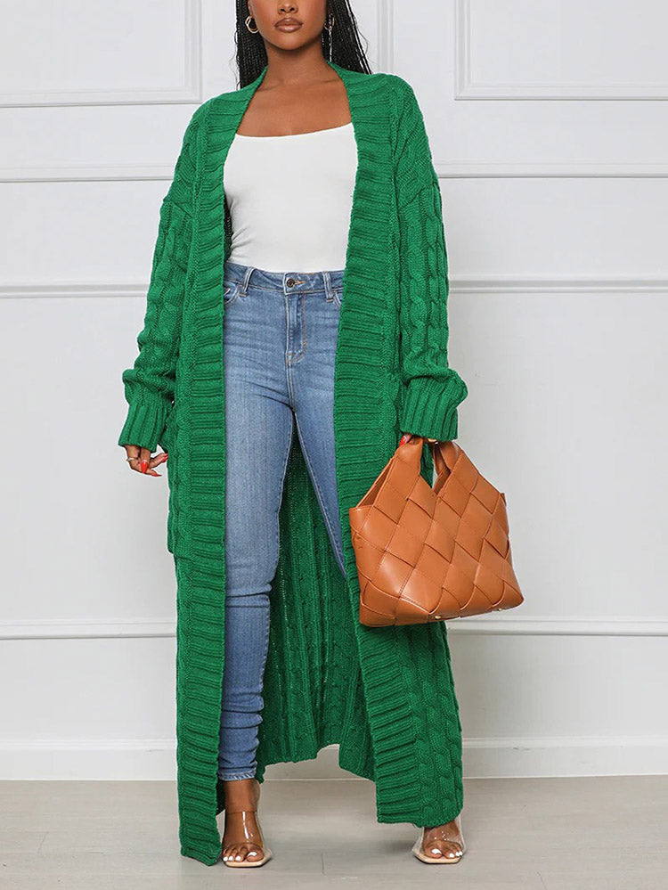 Knitted Solid Graceful Open Front Cardigan