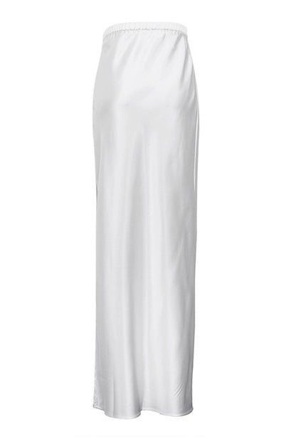 Side Skirt with High Full-Length and White Slit Waist