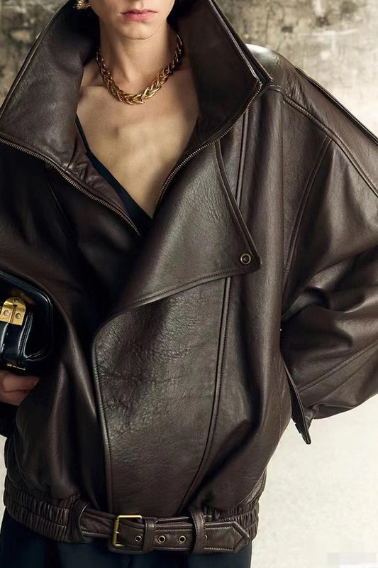 Vintage Genuine Leather Moto Jacket