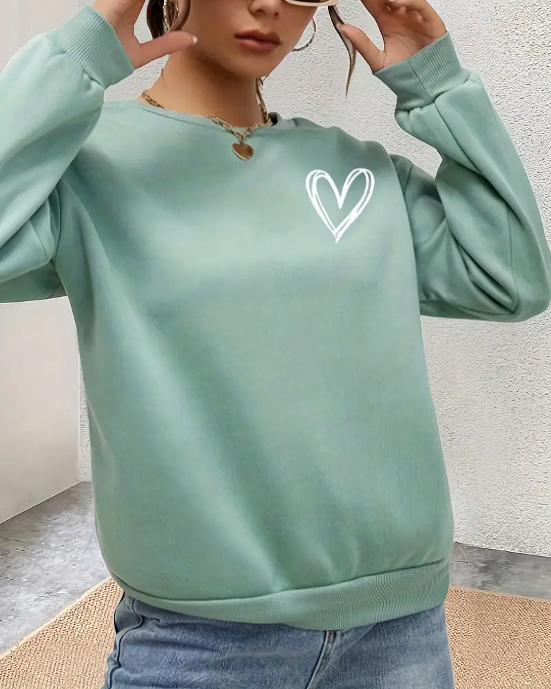 Heart in Sweatshirt Solid Design Color