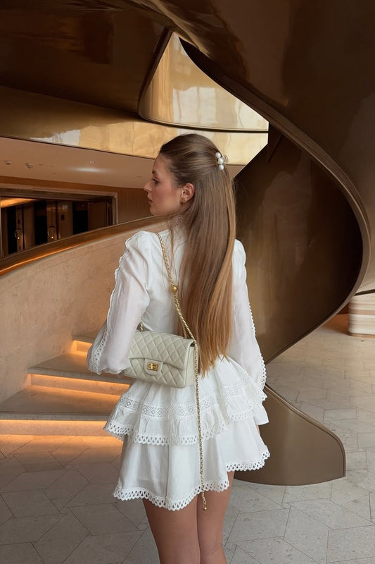 Vintage Lace Mock Neck and Ruffle Skirt Two Piece Set