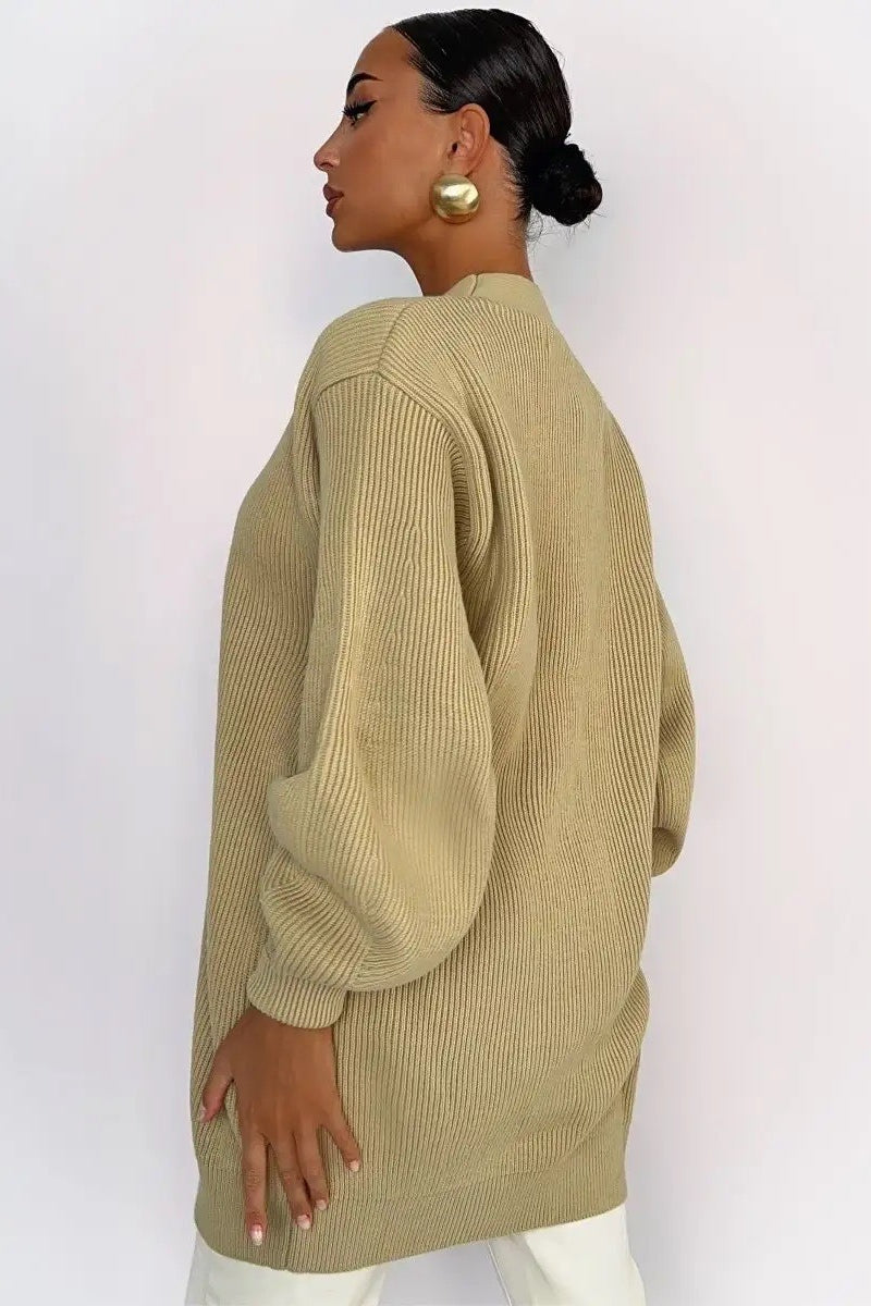 Solid Color Relaxed Knit Cardigan