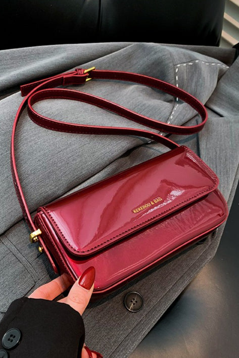Red Patent Leather Square Mini Bag Shoulder Underarm Crossbody Bag