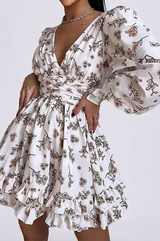 Floral Long Sleeve Party  Dress