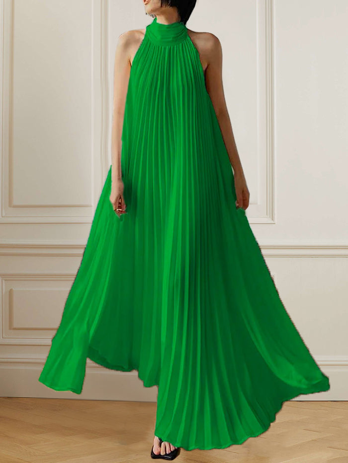 A-Line Loose Solid Color Modern Split-Joint V-Neck Maxi Dresses